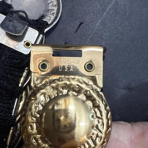 Vintage Gold Silver Metal Disc Coin Stretch Belt 80s Medallion Roman - Picture 6 of 11